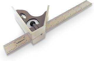 LaSquare 12" SAE Machinist Combination Square with 2" Wide Aluminum Base, Stainless Steel Blade, 1/64" Markings - USA Made Precision Tool