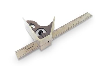 12 SAE Machinist Combination Square, Saddle Square, Stainless Steel Blade with 1/64", 1/32", 1/16" and 1/8" Markings, Hardened Aluminum Head LAS 12SS-12"