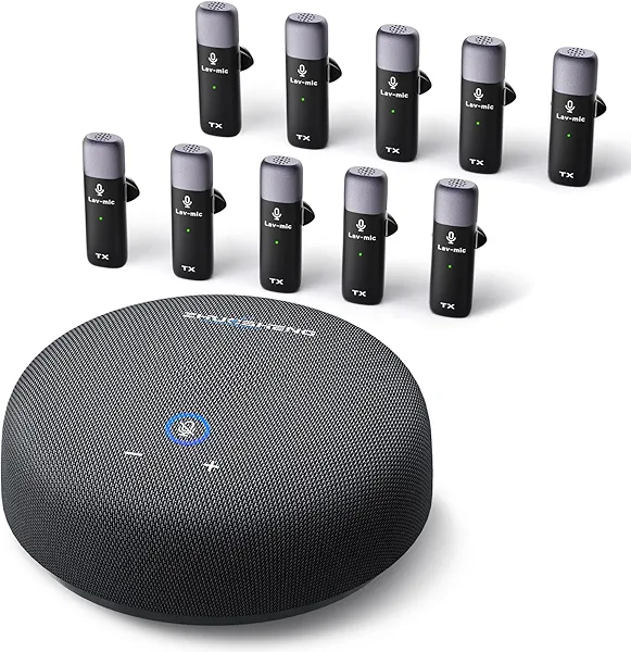 ZHUOSHENG Conference Speaker and Microphone, USB Speakerphone with 10 Mics, 360° Pickup&Noise Reduction, Portable Conference Room Omnidirectional Microphone for 10 Compatible with Leading Platforms