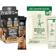 The Frozen Bean Caramel Macchiato Frappe & Latte Instant Mix 20 Sticks - The Harmony Matcha Vanilla 10 Sticks