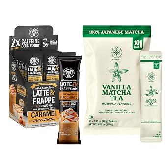 The Frozen Bean Caramel Macchiato Frappe & Latte Instant Mix 20 Sticks - The Harmony Matcha Yuzu 10 Sticks