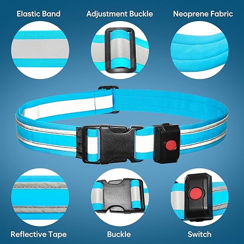 Miniatura 4 de Higo Cinturón LED para correr, cintura reflectante iluminada para actividades nocturnas, luz LED brillante para correr, ciclismo, senderismo,