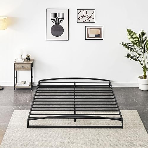 Miniatura 5 de IDEALHOUSE Marco de cama matrimonial de perfil bajo, base de cama de metal negro de 6 pulgadas, base de colchón, no necesita somier