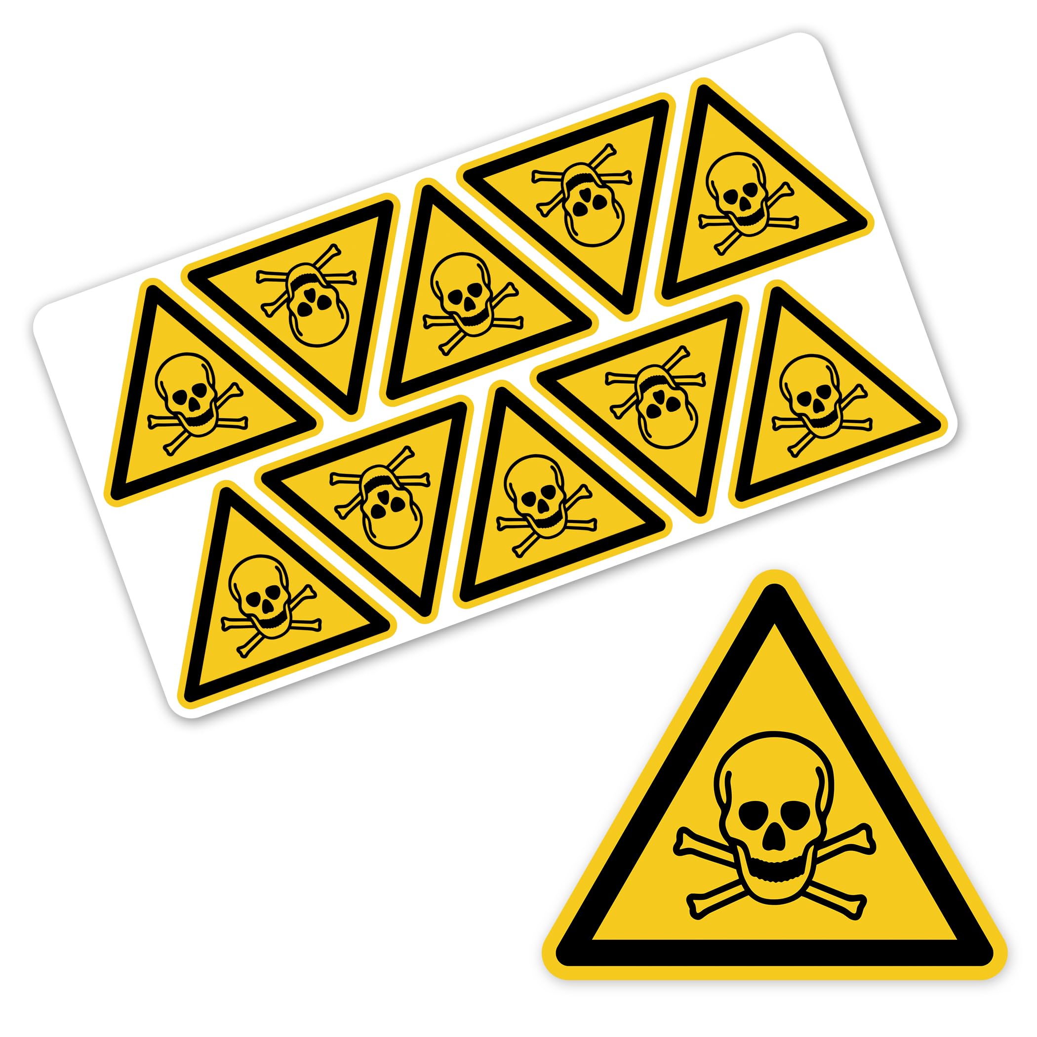 Señal de advertencia de sustancias tóxicas según la norma DIN EN ISO 7010 ASR A1.3 – Material peligroso símbolo calavera pegatinas de advertencia autoadhesivas para laboratorio químico