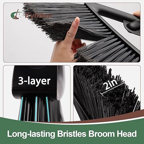 Miniatura 4 de Eyliden Escoba resistente, escoba angular comercial con mango largo, escoba exterior para garajes, patio, aceras, cubiertas, perfecta para