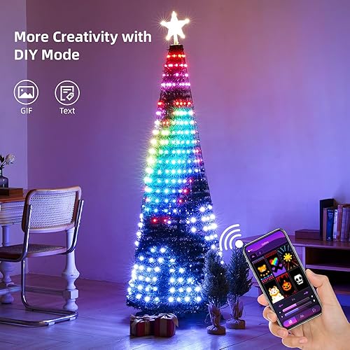 Miniatura 2 de Luces inteligentes para árbol de Navidad de 7 pies, 400 LED RGB + blanco, 16 millones de colores y 12 modos, aplicación y control remoto,
