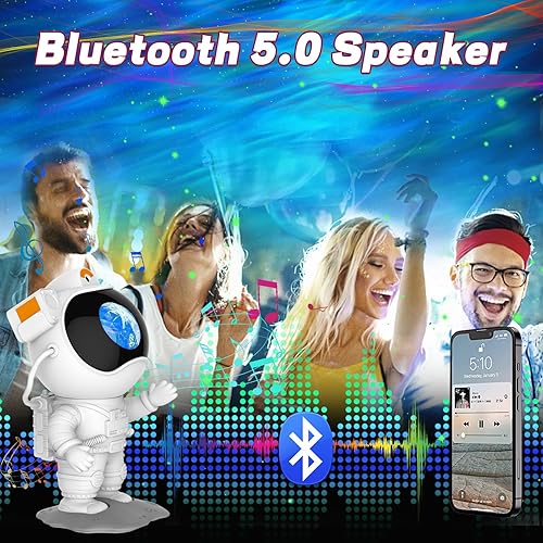 Miniatura 5 de Proyector de estrellas con luz nocturna de galaxia, proyector espacial de astronauta, lámpara LED de techo de nebulosa estrellada con temporizador y