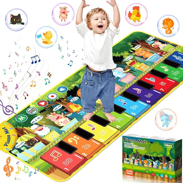 BGIUSQF Alfombra Musical Piano para Bebé con 10 Llamadas de Animales, Alfombra de Baile