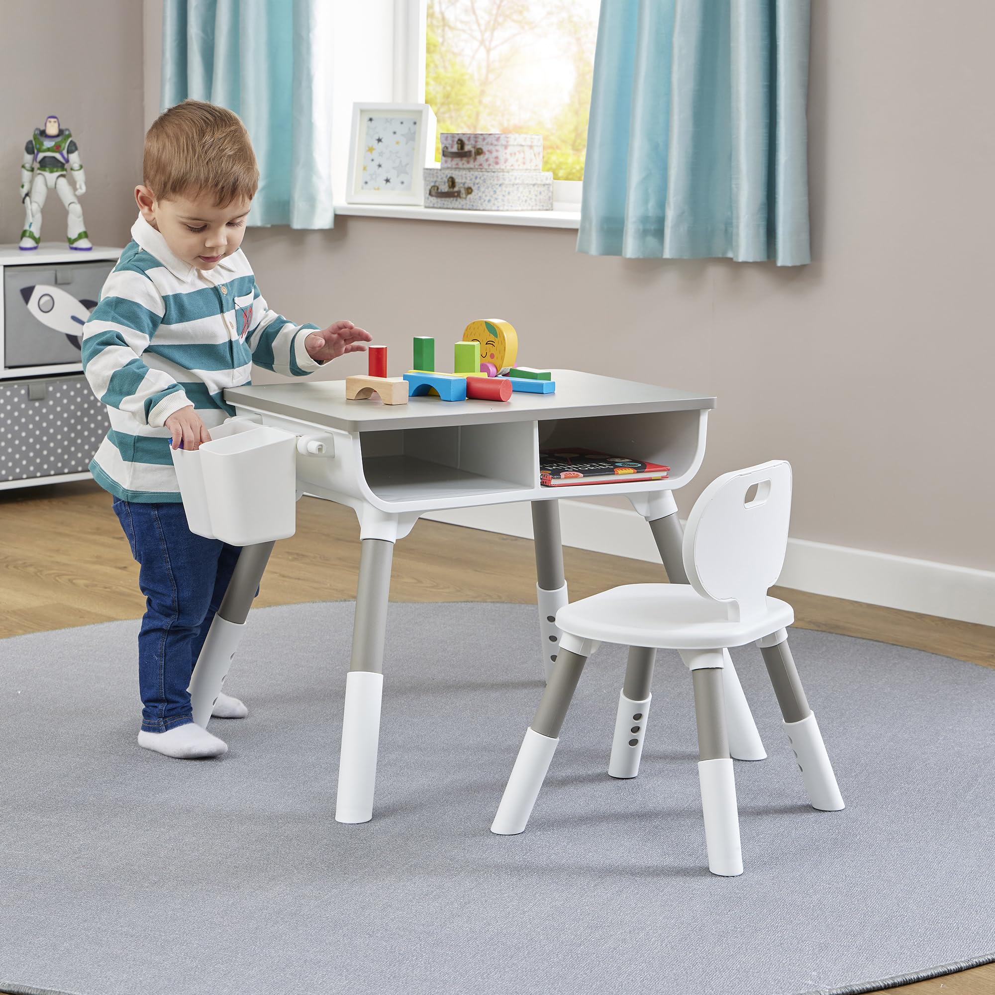 Liberty House Toys Kids Scandi Table and Chair Set Grey & White โ image 1