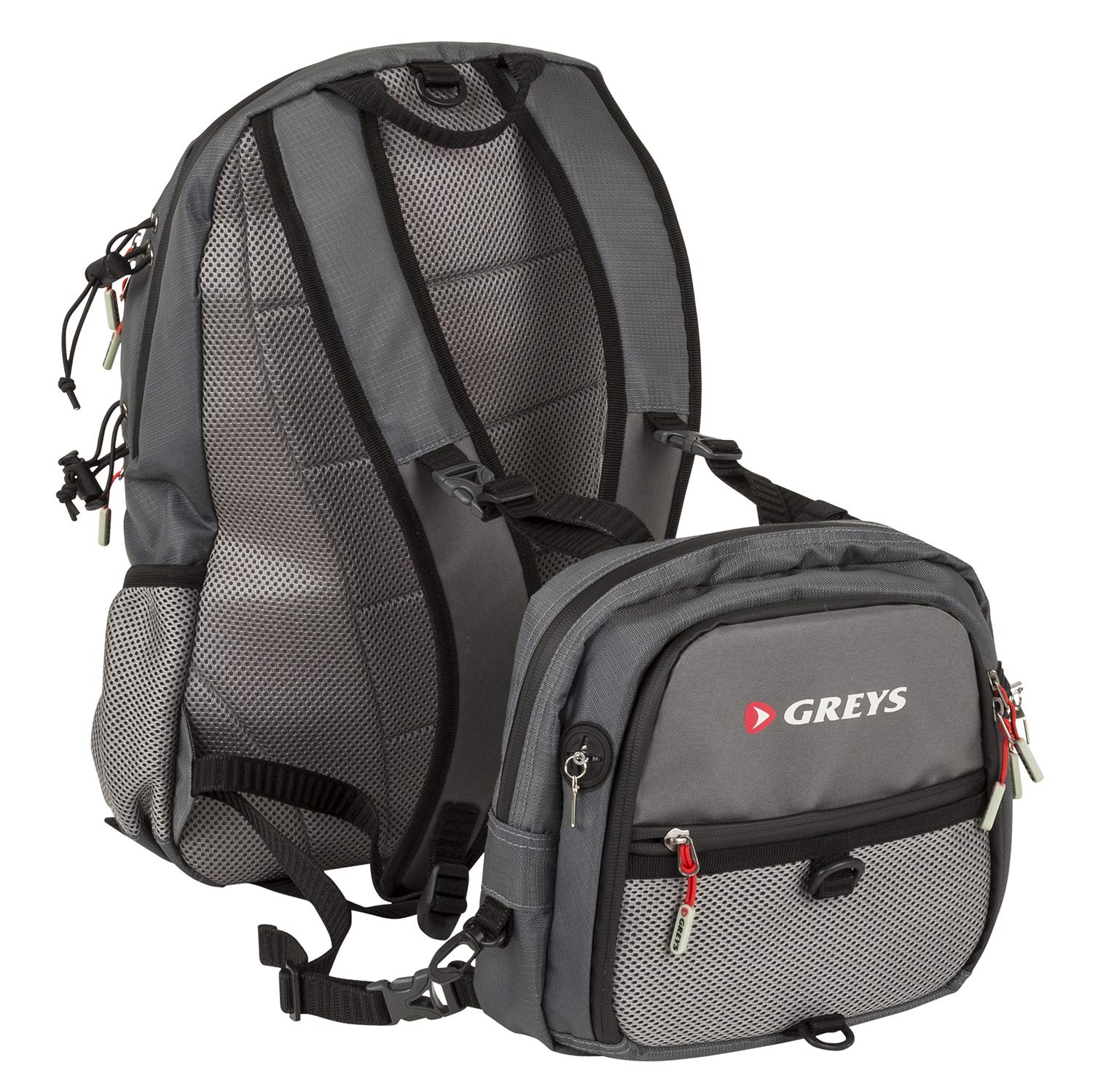 Greys Angel-Brusttasche | Modulares Angel Rucksack- & Brusttaschen-System | Abnehmbare Brusttasche | Mehrere Fächer | Rutenhalter | D-Ring Befestigungen, Grey