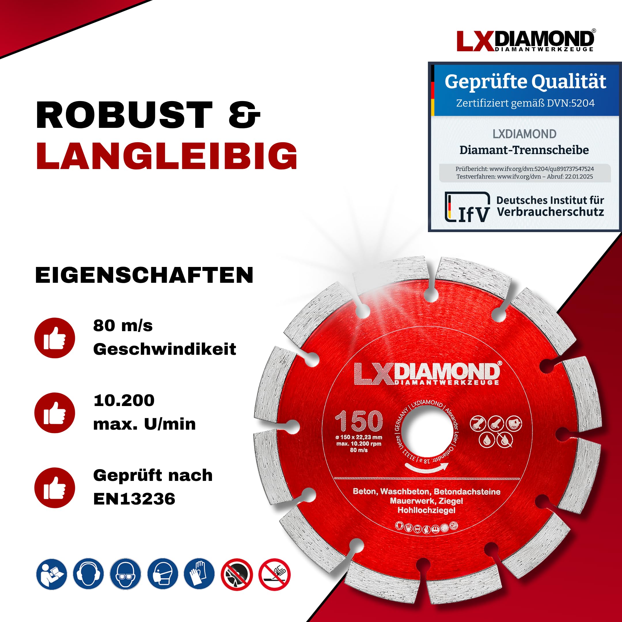 2x Diamant-Trennscheibe 150mm x 22,23mm für Winkelschleifer Mauernutfräse Schlitzfräse - 150mm Diamantscheibe für Stein Beton Ziegel Mauerwerk - 150 mm Steinscheibe in Profi Qualität