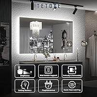 Vista 7 de TETOTE - Espejo retroiluminado para baño con luz, botón táctil regulable y función antivaho (horizontal o vertical)