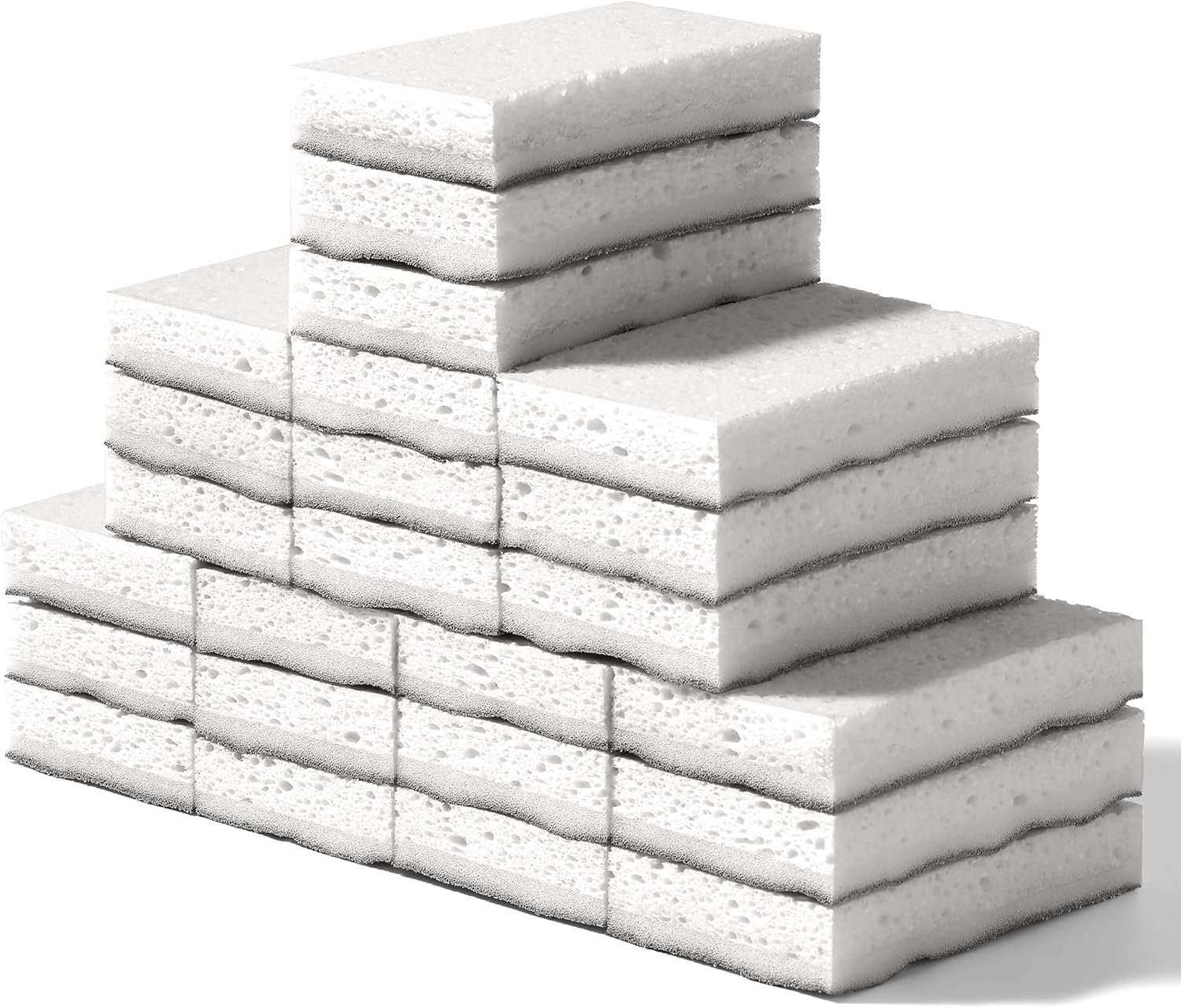 JOYMOOP Textured Clean Sponges, Dual-Sided Non-Scratch Soft Scrub Dish Sponge, Safe for Non-Stick Cookware, Kitchen and Household Cleaning, 36 Pack [Grey & White]