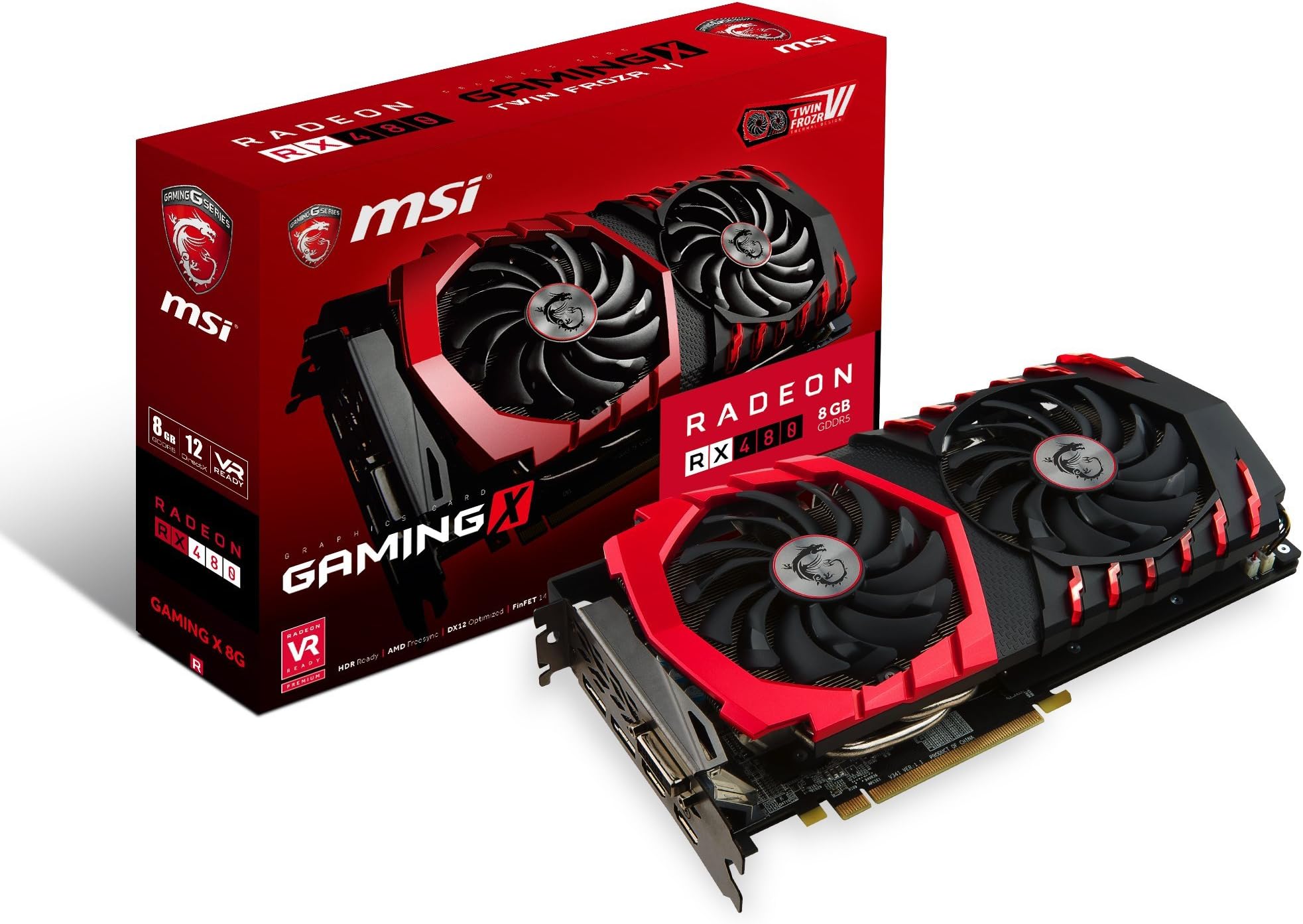 msi Gaming RX 480 GDDR5 8GB Crossfire VR Ready FinFET DirectX 12 Graphics Card (Radeon RX 480 Gaming X 8G)