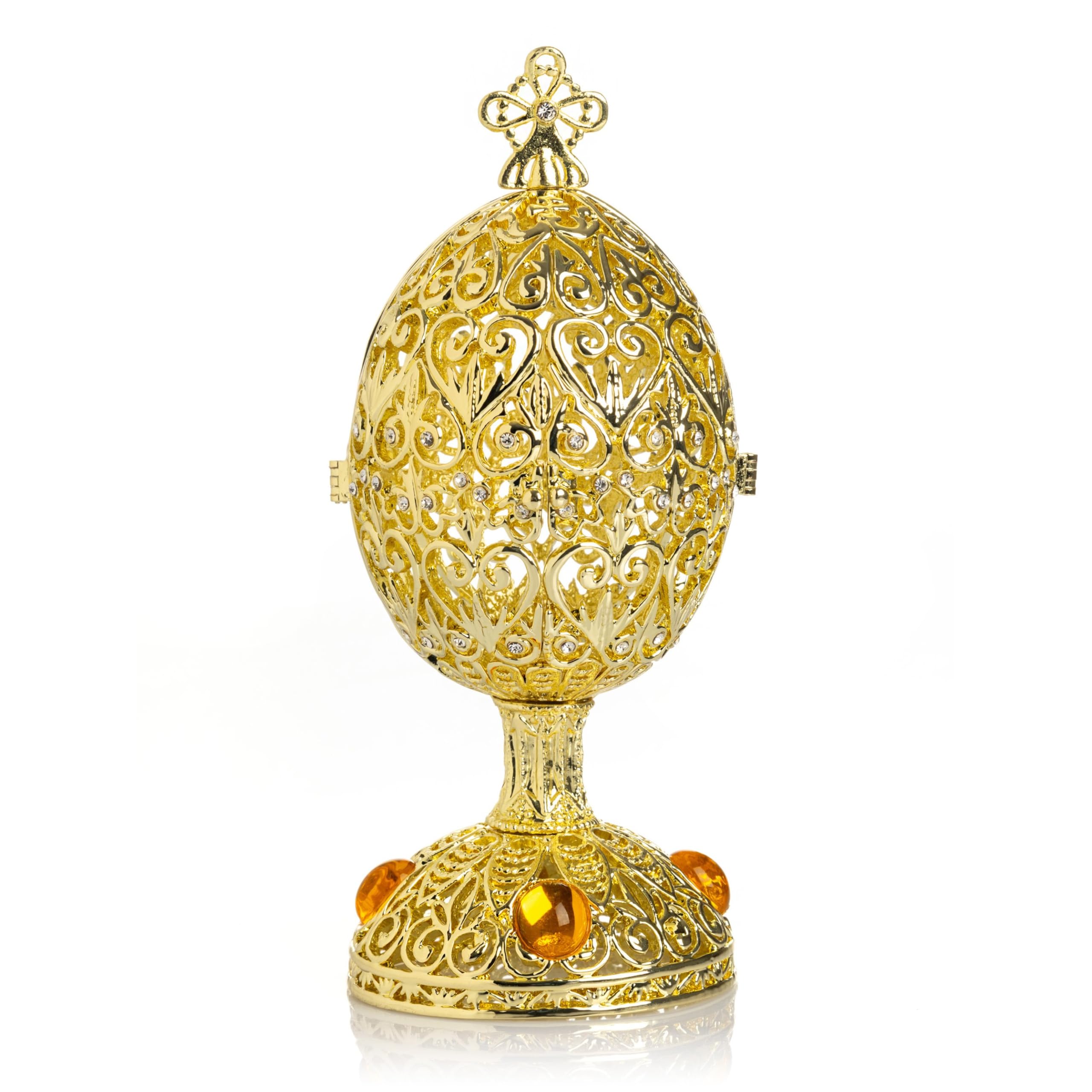 Keren Kopal Classic Gold Easter Egg Trinket Box Decorated with Crystals Handmade Gift