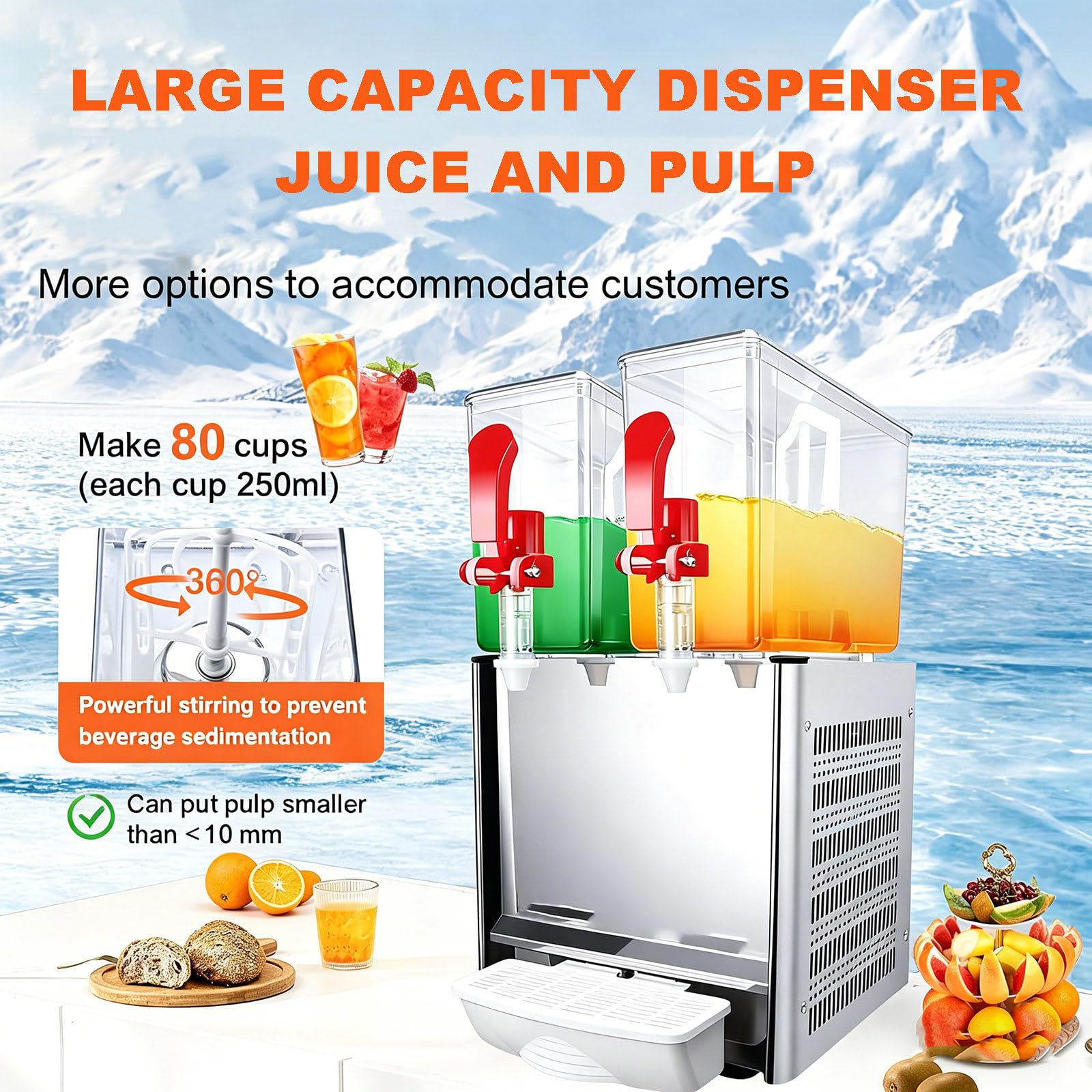 Dispensador comercial de bebidas, dispensador de jugo de acero inoxidable de 30 L para el hogar, restaurante, bar, fiesta, dispensador de bebidas ideal para eventos y reuniones