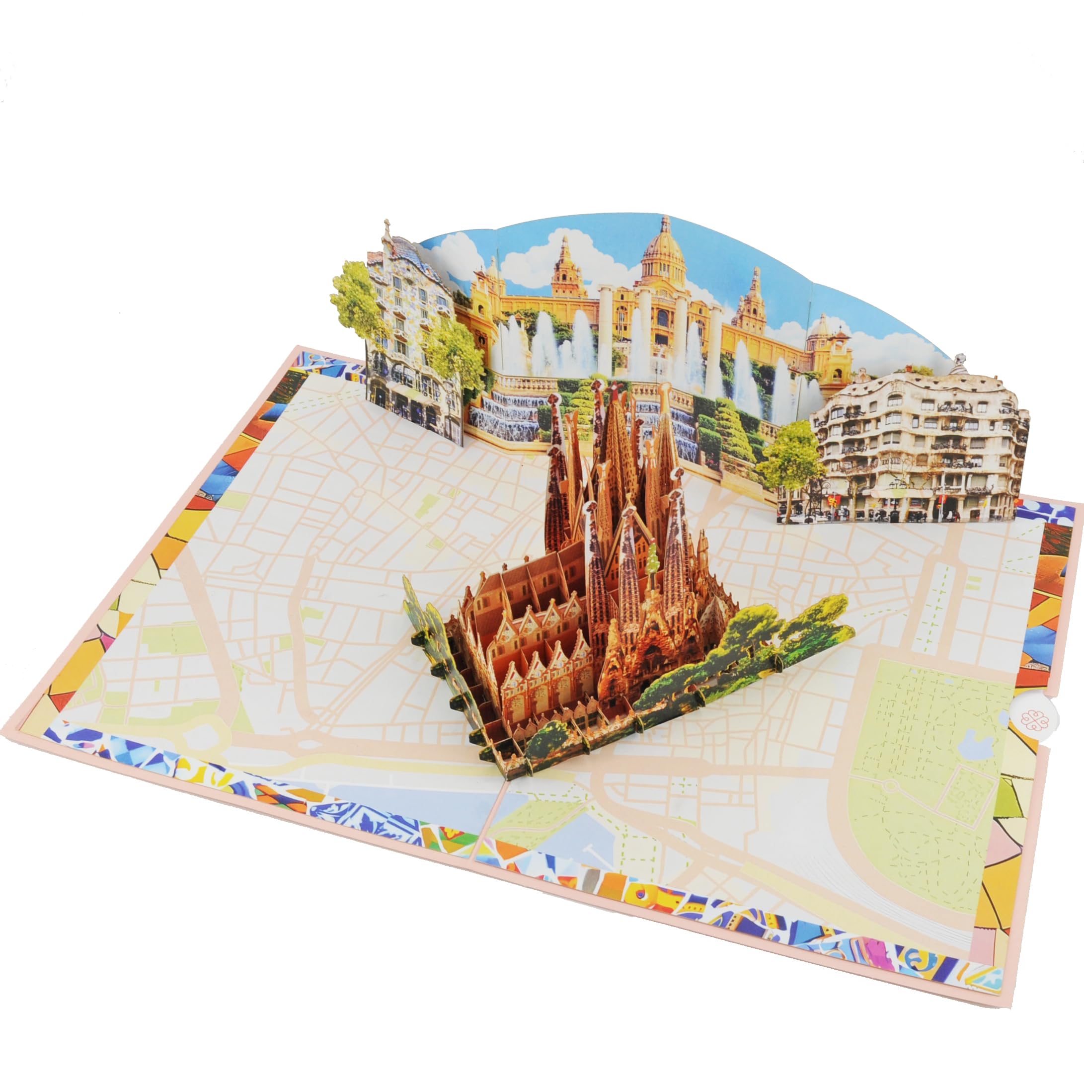 Kartka 3D Pop Up Barcelona – ręcznie wykonana kartka z życzeniami – pomysł na prezent dla fanów Barcelony, bon podróżny, urodziny, wspomnienie z urlopu XP862