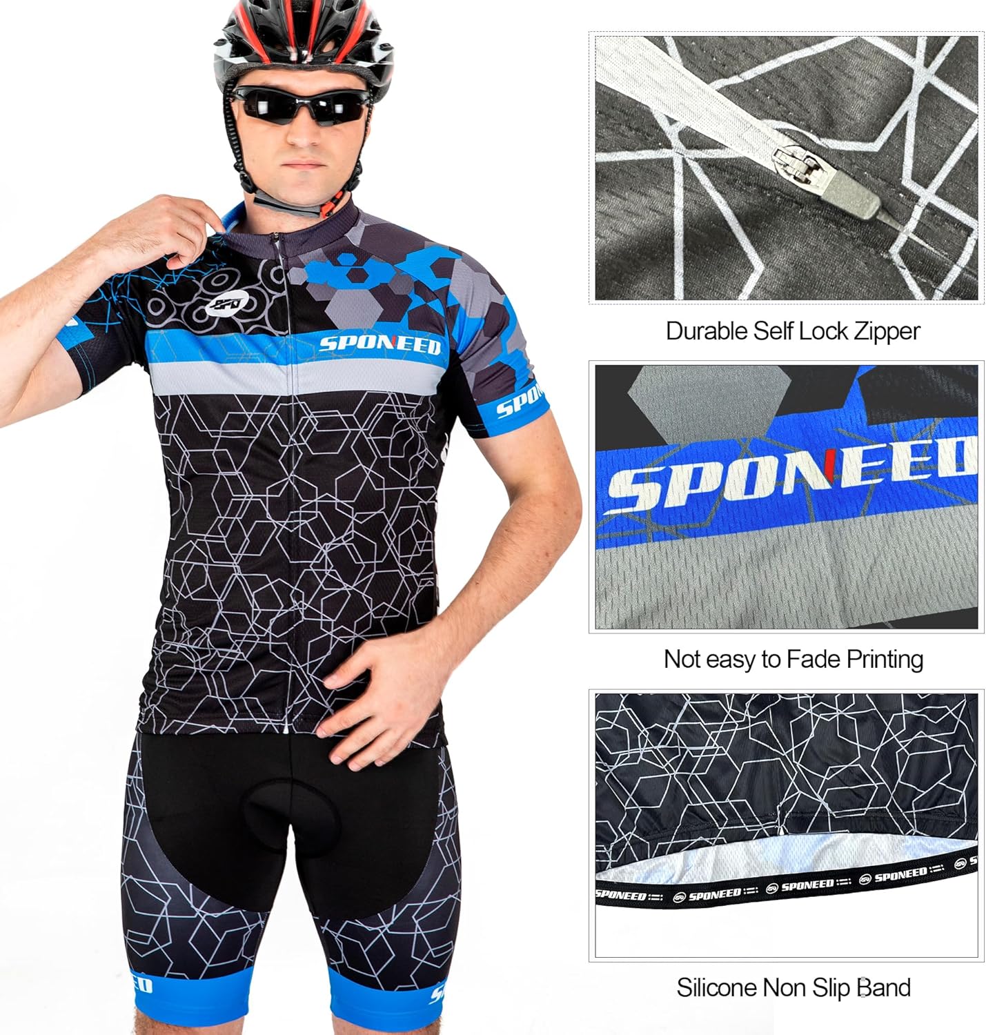 sponeed Men Cycle Outfit Set Bicycle Jersey Road Biker Shorts Trianthlon Cycling Gear Shirts - Image 2