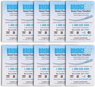 FLOSSAID BridgeAid Dental Floss Threaders for Bridges & Braces - 100 Count (2x50 Packs), Hygienist-Endorsed