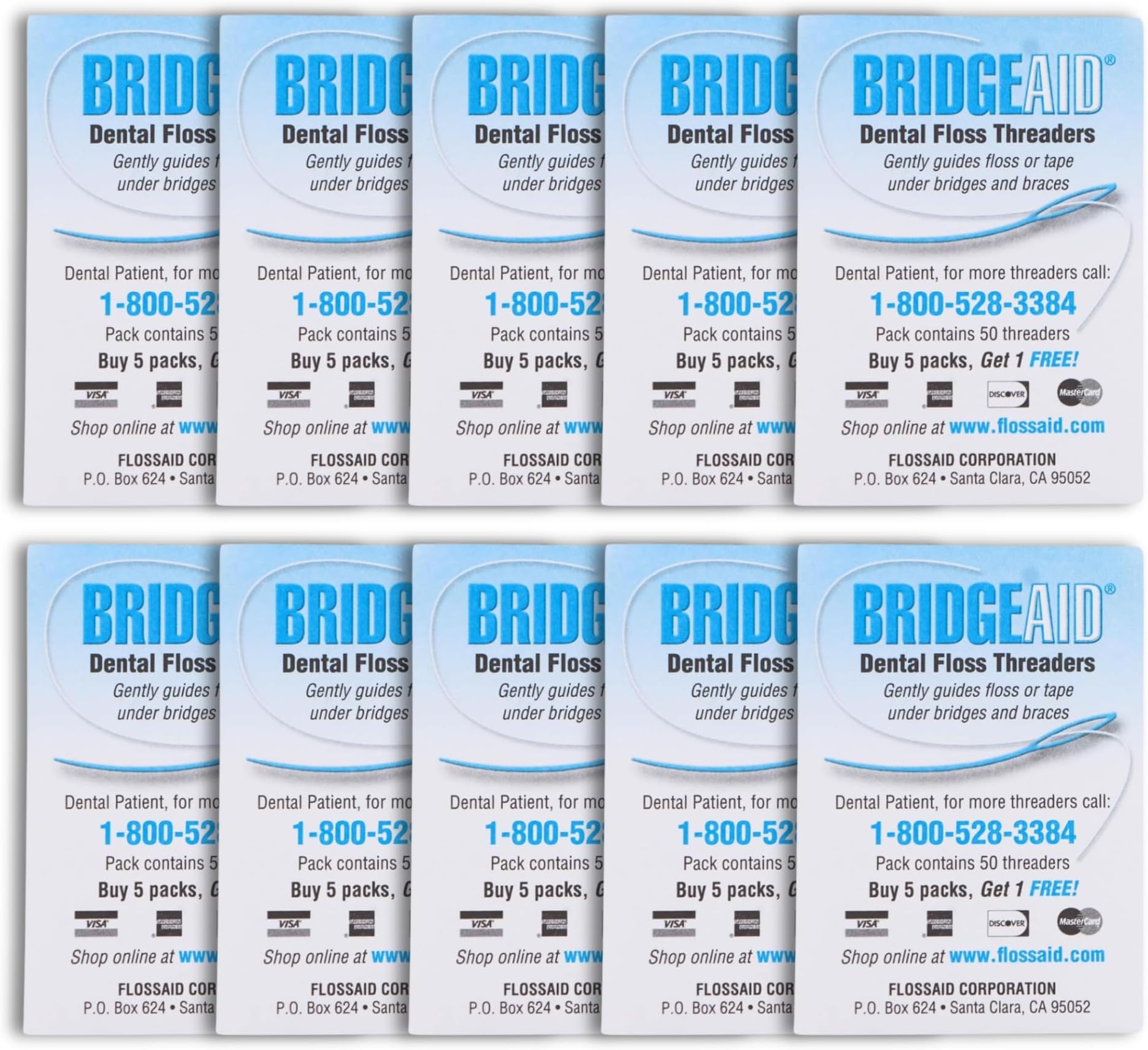 FLOSSAID BridgeAid Threaders 10 Pack 10 Pack (100 Threads)