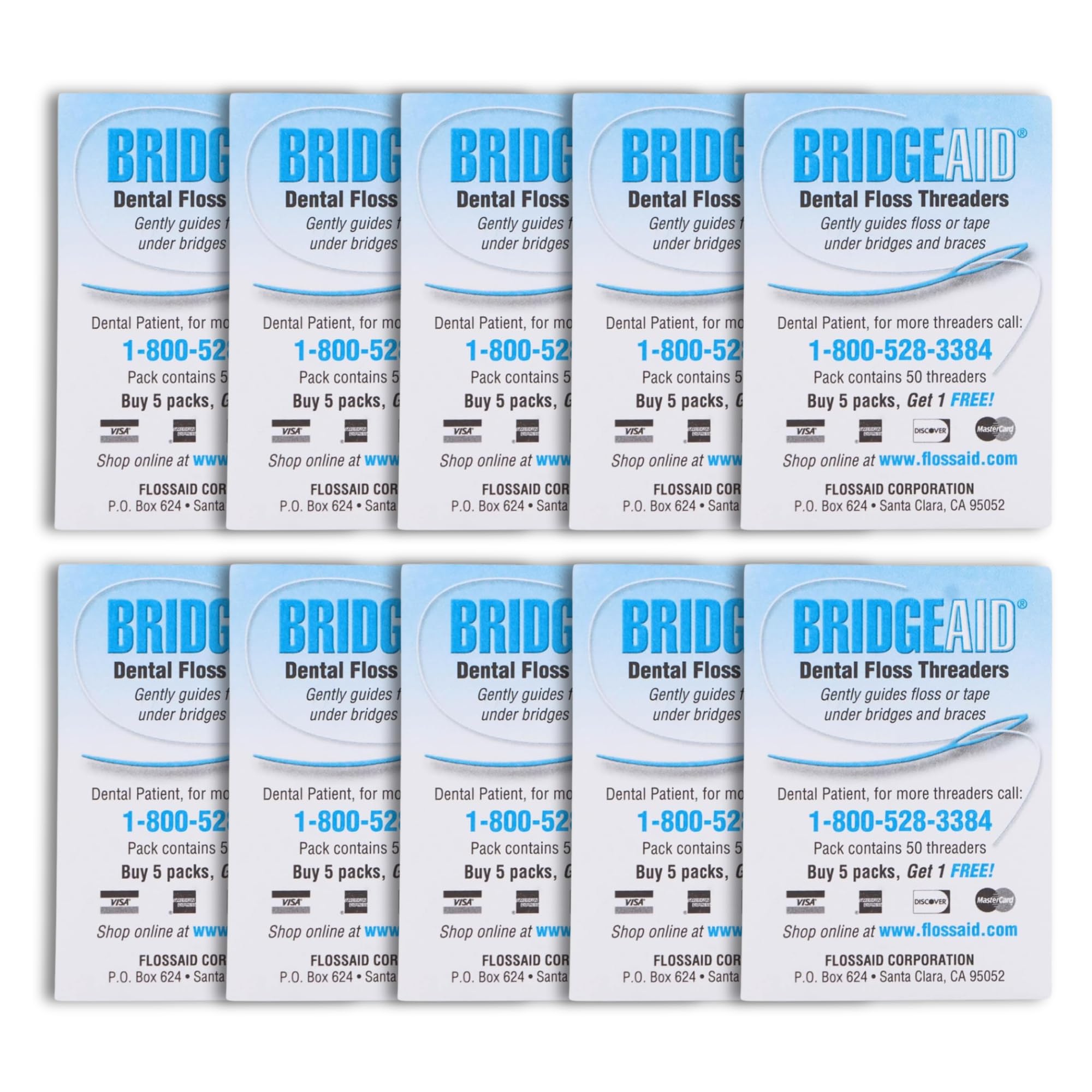 Flossaid Corporation FLOSSAID BridgeAid Threaders 10 Packs of 10 (100 Threaders)