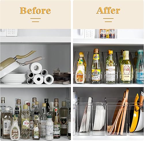 Miniatura 4 de Juego de 2 contenedores organizadores de refrigerador enrollables, cajones extraíbles para armarios de cocina, contenedor de almacenamiento de