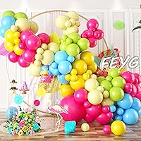 Vista 1 de Kit de guirnalda de globos de arcoíris, arco de globos coloridos, arco de globos de 117 piezas de arco de globos verde, amarillo y rosa intenso