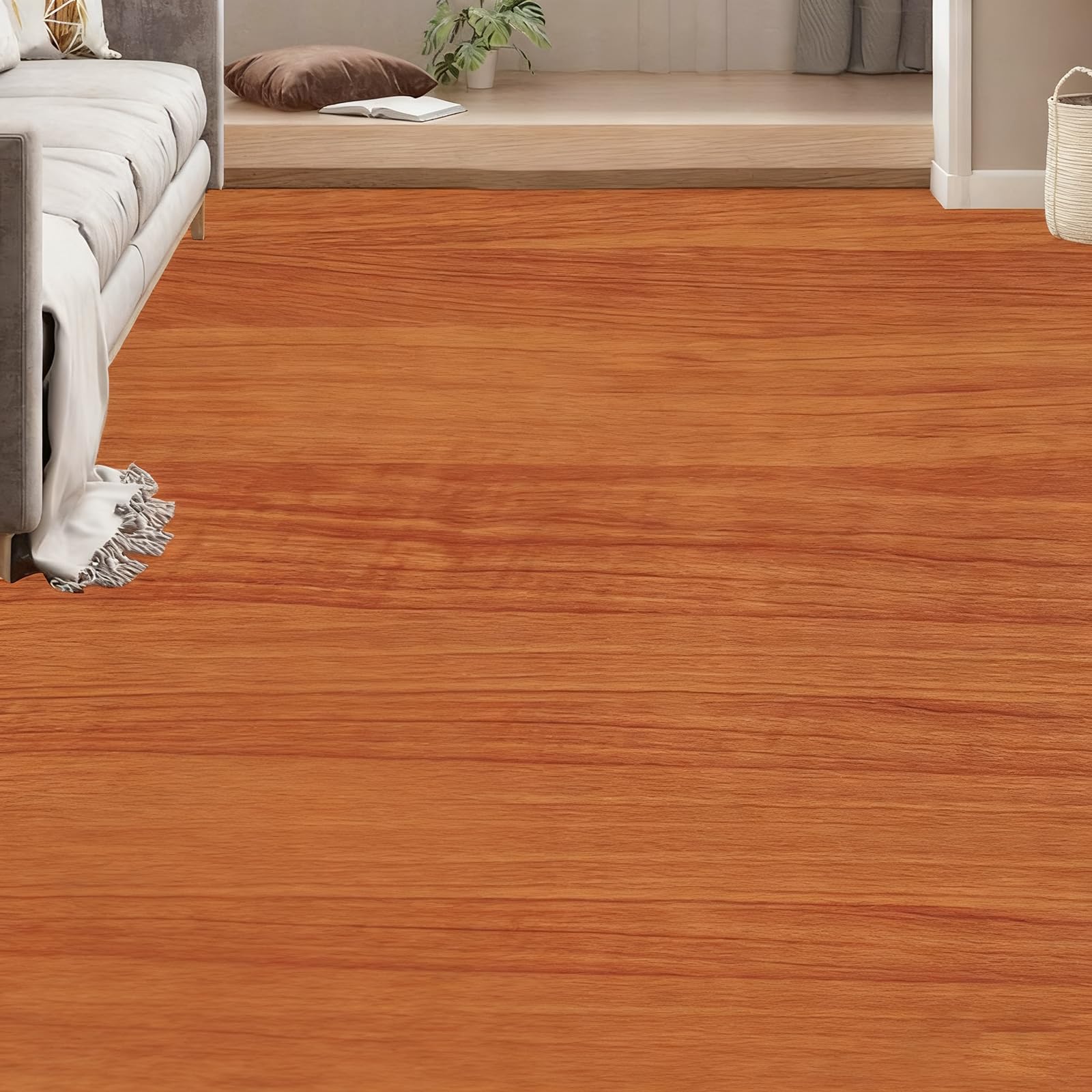 Piastrelle autoadesive per pavimenti, Gres Autoadesivo in PVC Effetto Legno Multicolor 40/60x300cm 1 3 5 Volumi(Mahogany Color,60 * 300cm*1 volume)