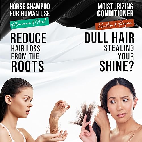 Miniatura 2 de Champú de aloe vera y menta + acondicionador de queratina y argán, como se ve en Shark Tank, fortalece, hidrata, hidrata, paquete perfecto para el