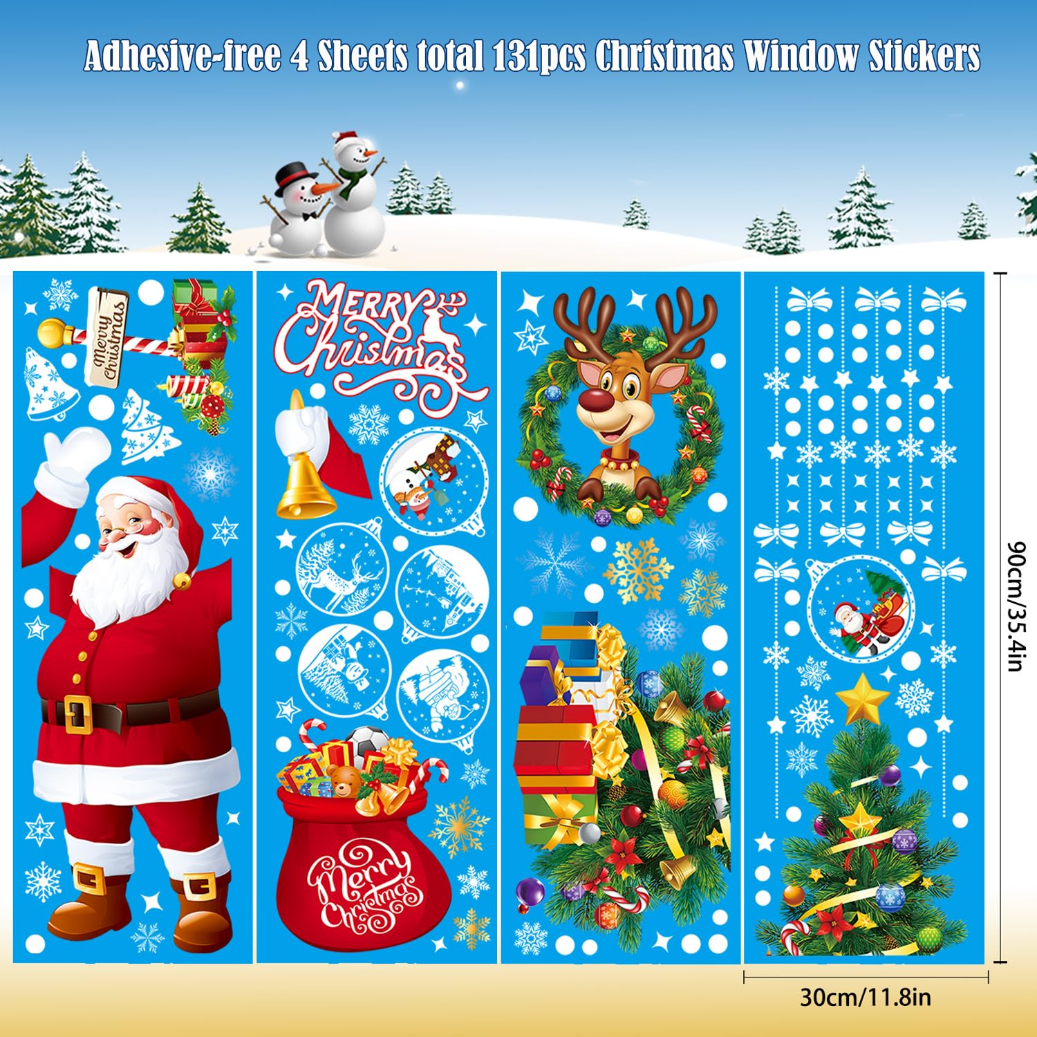 Xyxu Large Christmas Decorations - Extra Large Santa Claus & Scene Window Stickers - Xmas Tree & Snowflake Clings - Image 3