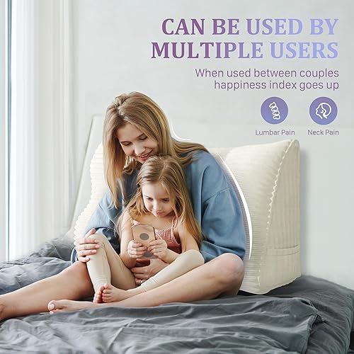 Miniatura 50 de Almohada de cuña para sentarse en la cama, almohada de lectura para adultos, soporte para respaldo, almohada de cabecero, sofá cama, cojín