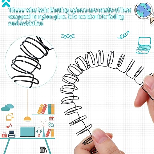 Miniatura 10 de Chengu 20 piezas de alambre de cincha de encuadernación doble, espinas de bucle doble, bobina de doble anillo para documentos, cuadernos, archivos