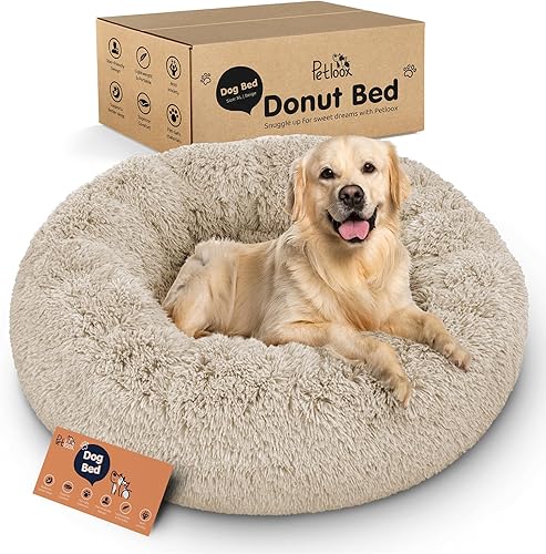 Miniatura 17 de Cama para perros con forma de dona, comodidad prémium para aliviar la ansiedad, diseño esponjoso y calmante con soporte ultra afelpado, acogedora