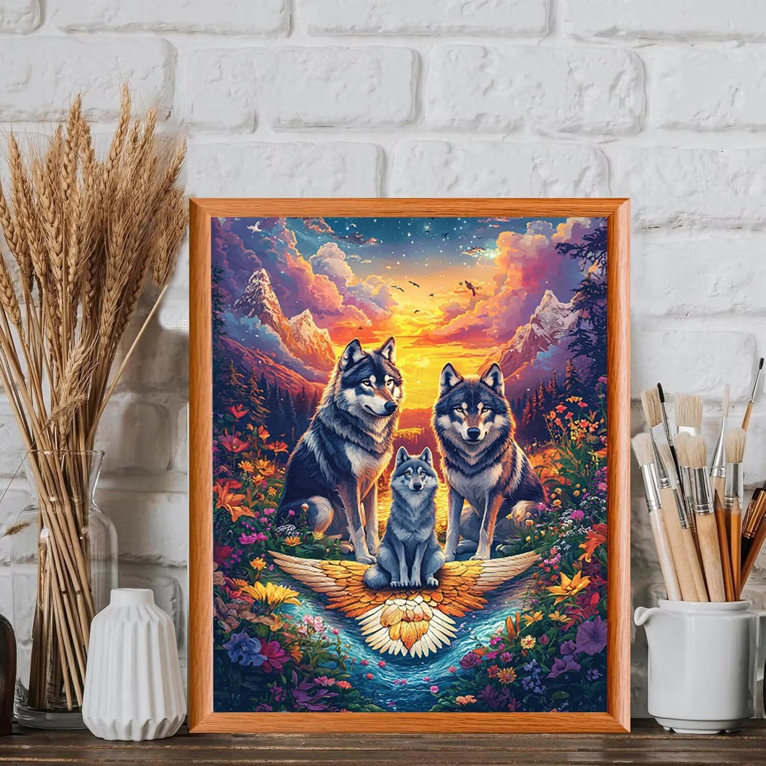 WEISHIWE Dipingere con i Numeri Adulti Paesaggio del lupo, 80x100cm s-241 | Paint by Numbers Kit con Pennelli e Acrilico Pigmento, Fai da te Olio La Pittura di Numeri Kit, Decora la Casa, senza Cornice