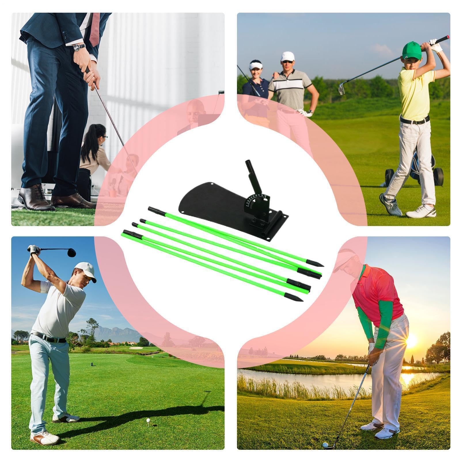 Trenażer huśtawki golfowej, regulowana płyta kątowa, pręty do wyrównania ze
