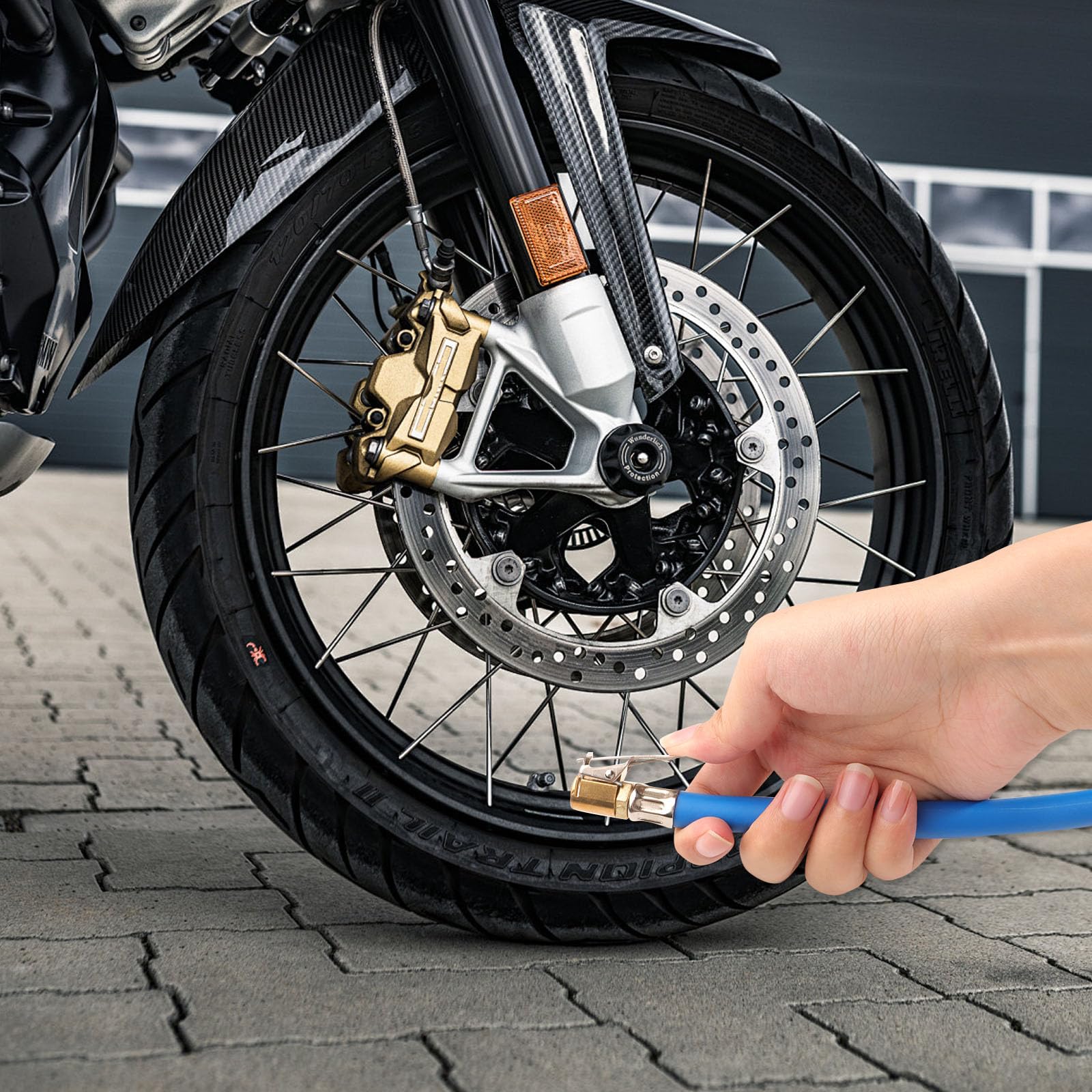 Kit Extension Pompe à Air TXErfolg - 2 Tuyaux Gonflage Pneus 36,5cm + Adaptateurs 8mm Pour Voiture, Moto, Vélo