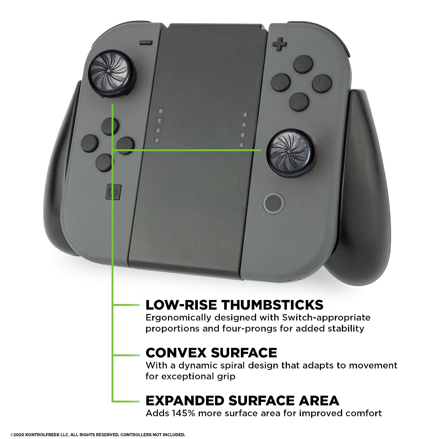 KontrolFreek Eclipse for Nintendo Switch Joy-Con and Switch Lite | 2 Performance Thumbsticks | 2 Low-Rise Convex | Black
