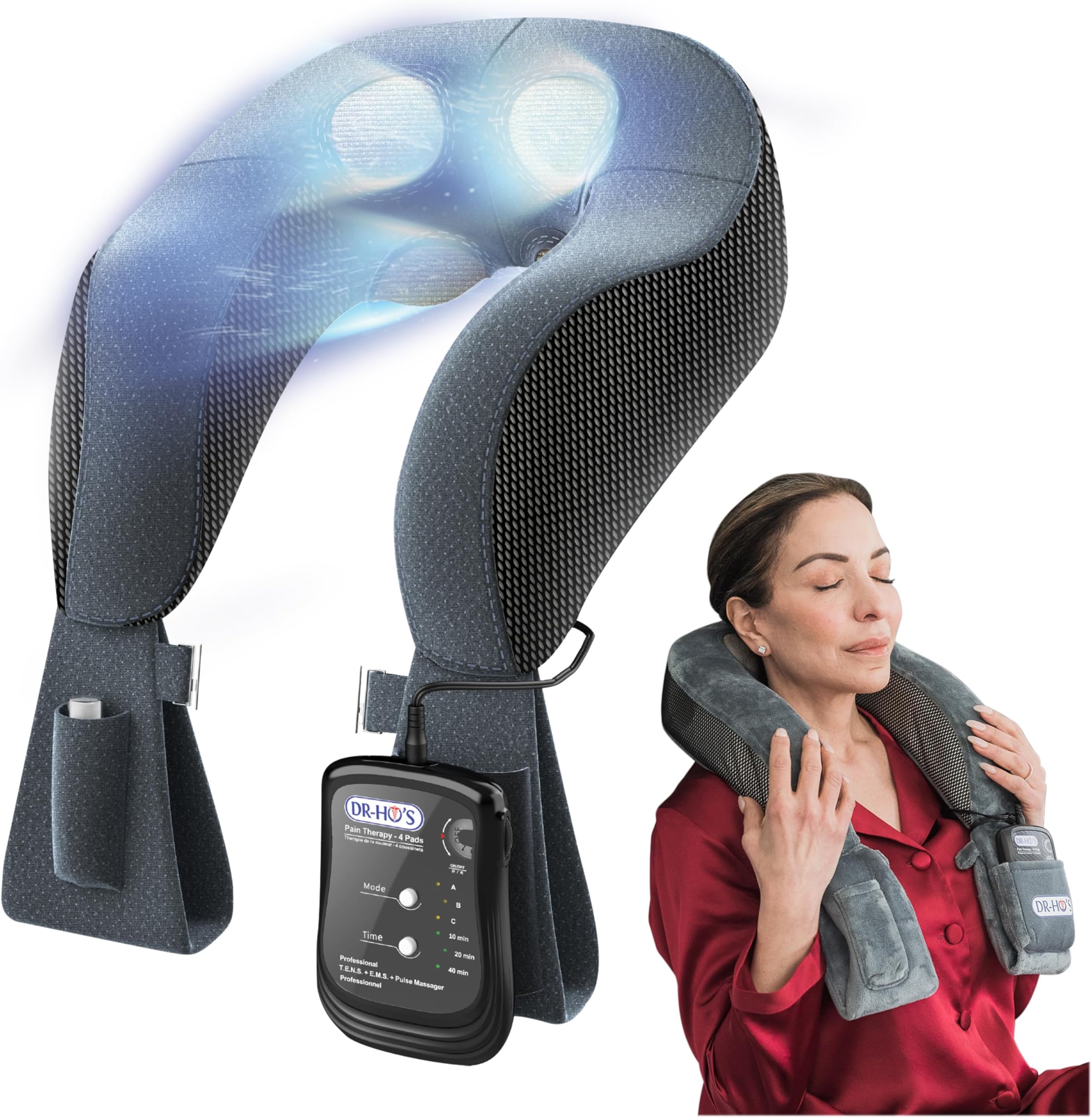 DR-HO'S Neck Pain Pro Essential Package - Neck Massager TENS Therapy, EMS Therapy + DR-HO'S Proprietary AMP for & Shoulder Pain