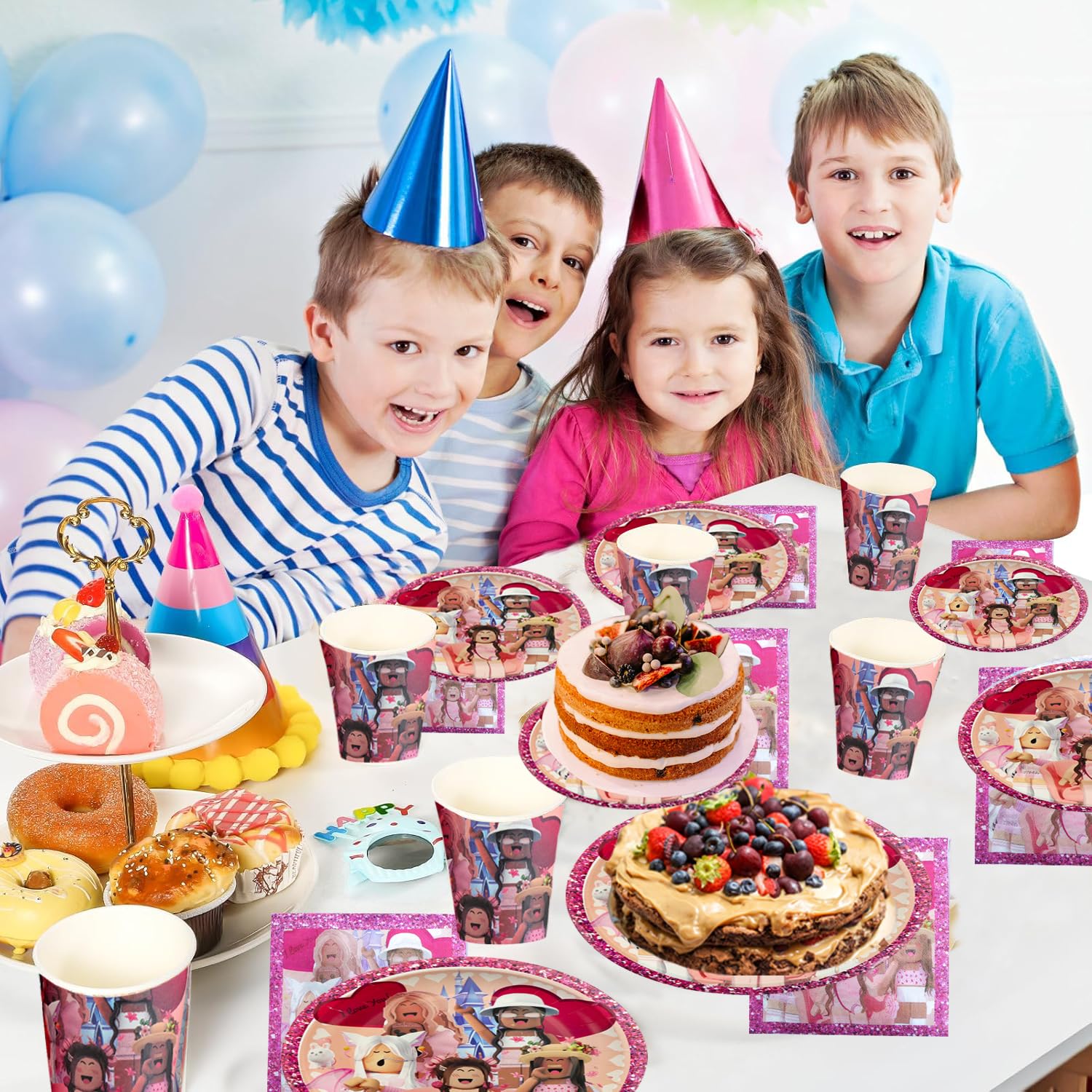 Doyomtoy Set Festa Roblox 61 Pezzi Per 20 Ospiti: Piatti, Bicchieri, Tovaglia E Tovaglioli, Stoviglie Tema Gioco - 2