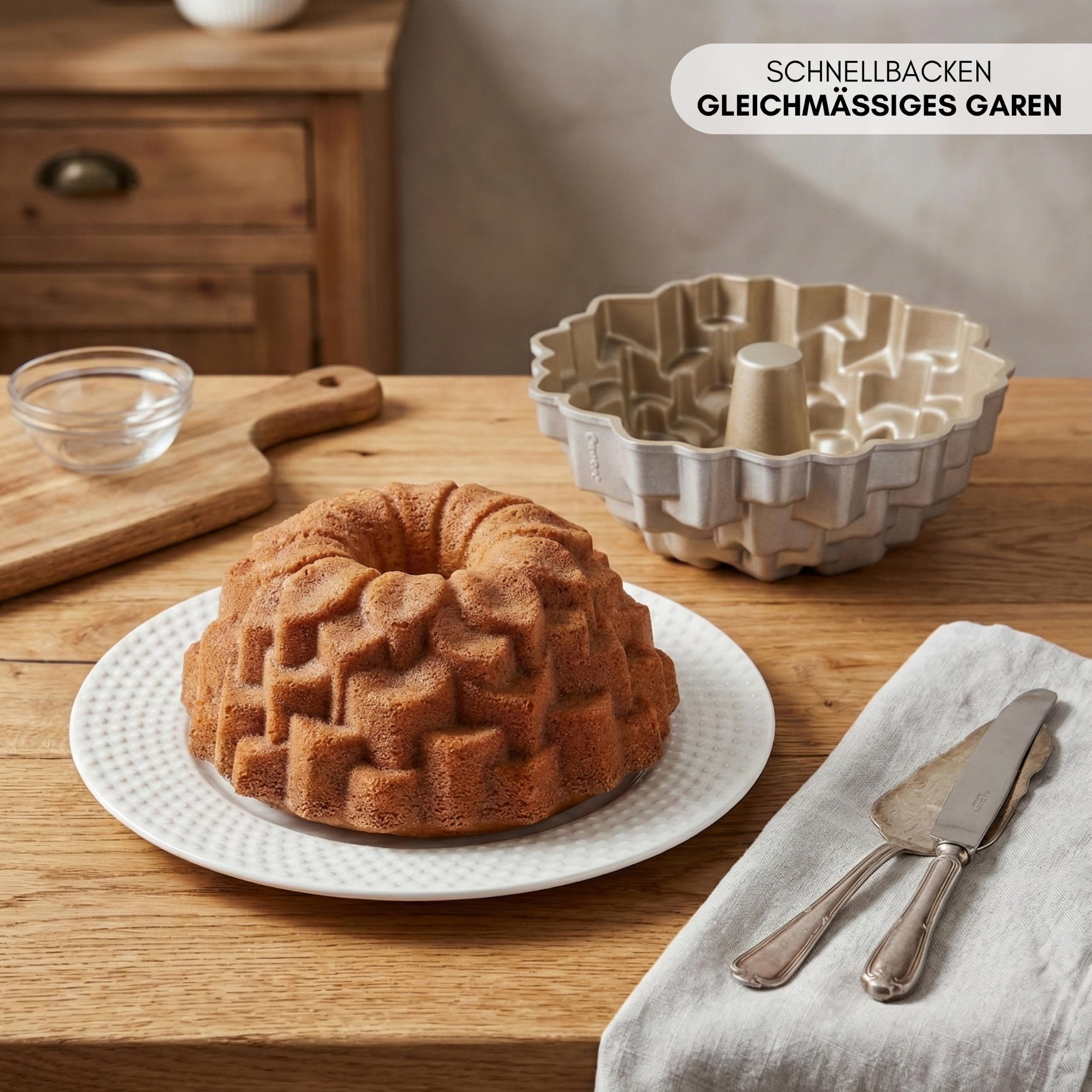 Erreke Gugelhupfform mit doppelter Antihaftbeschichtung, Bloom | robuster Aluminiumguss. Savarin für gleichmäßiges Backen. Backform. Kuchenform. Für hausgemachtes Backen. Leichtes Entformen