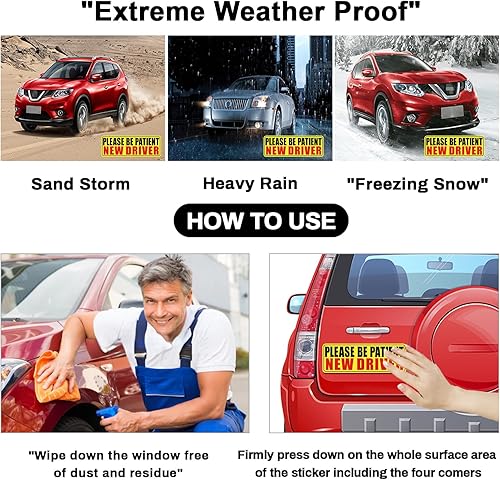 Miniatura 6 de PSLER 3 piezas de imán de conductor nuevo para coche  Imán de coche de estudiante conductor divertido advertencia de seguridad magnética reflectante