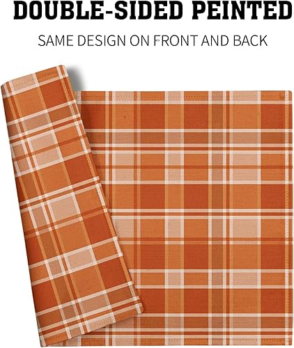 Miniatura 29 de Juego de 4 manteles individuales de arpillera con hojas de otoño, 12 x 18 pulgadas, calabazas de acuarela, Acción de Gracias, decoración de otoño