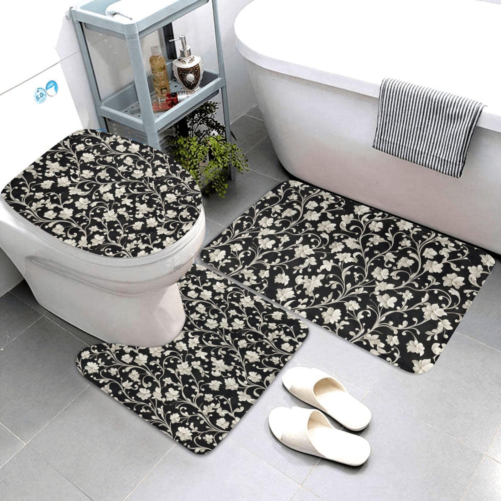 Tapis de salle de bain et contour de toilette pour sortie de baignoire douce