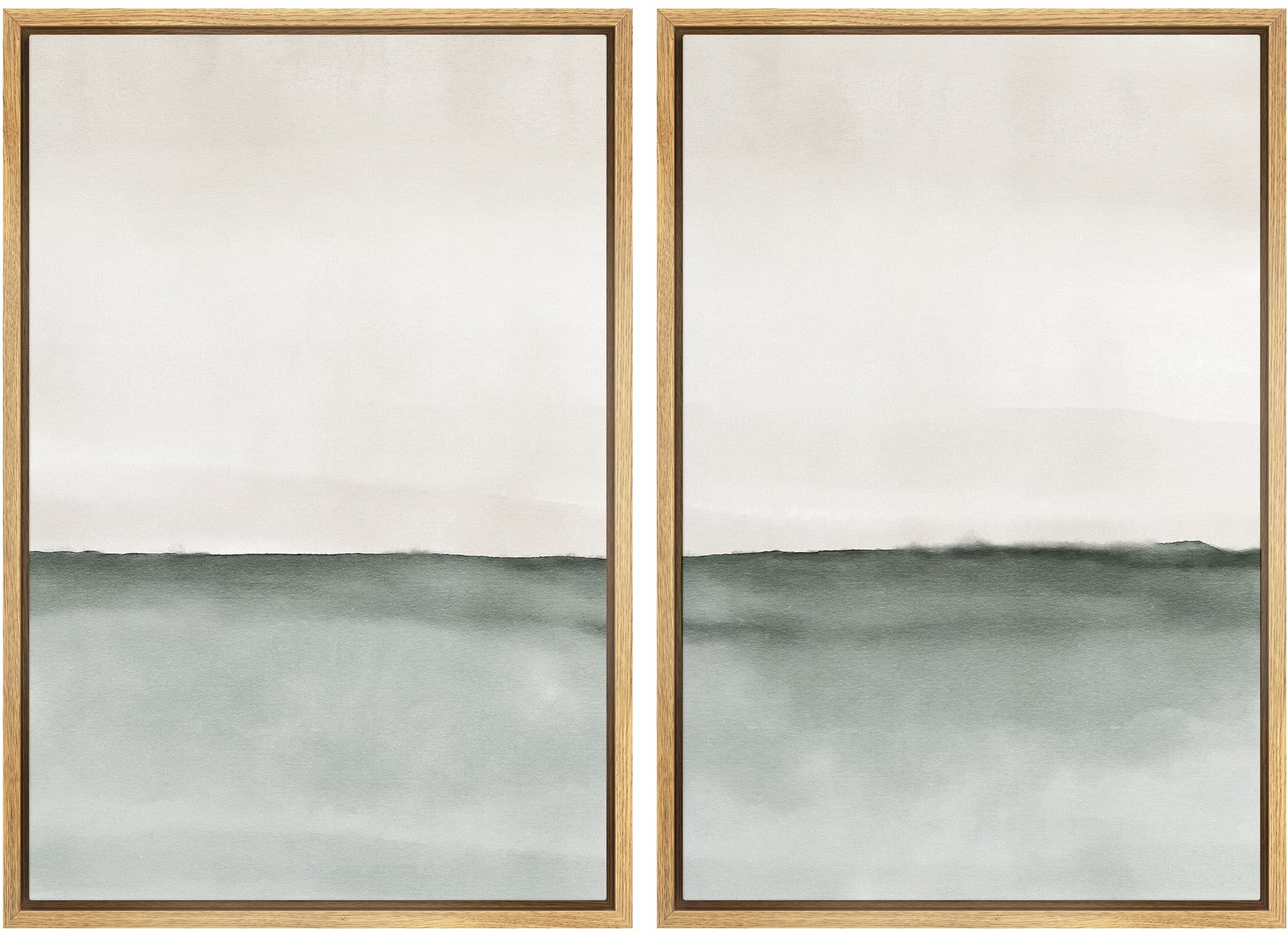 MUDECOR Framed Canvas Print Wall Art Set Watercolor Pastel Green Tan Landscape Abstract Shapes Illustrations Modern Art Decorative Contemporary for Living Room, Bedroom, Office - 16"x24"x2 Natural — view 63