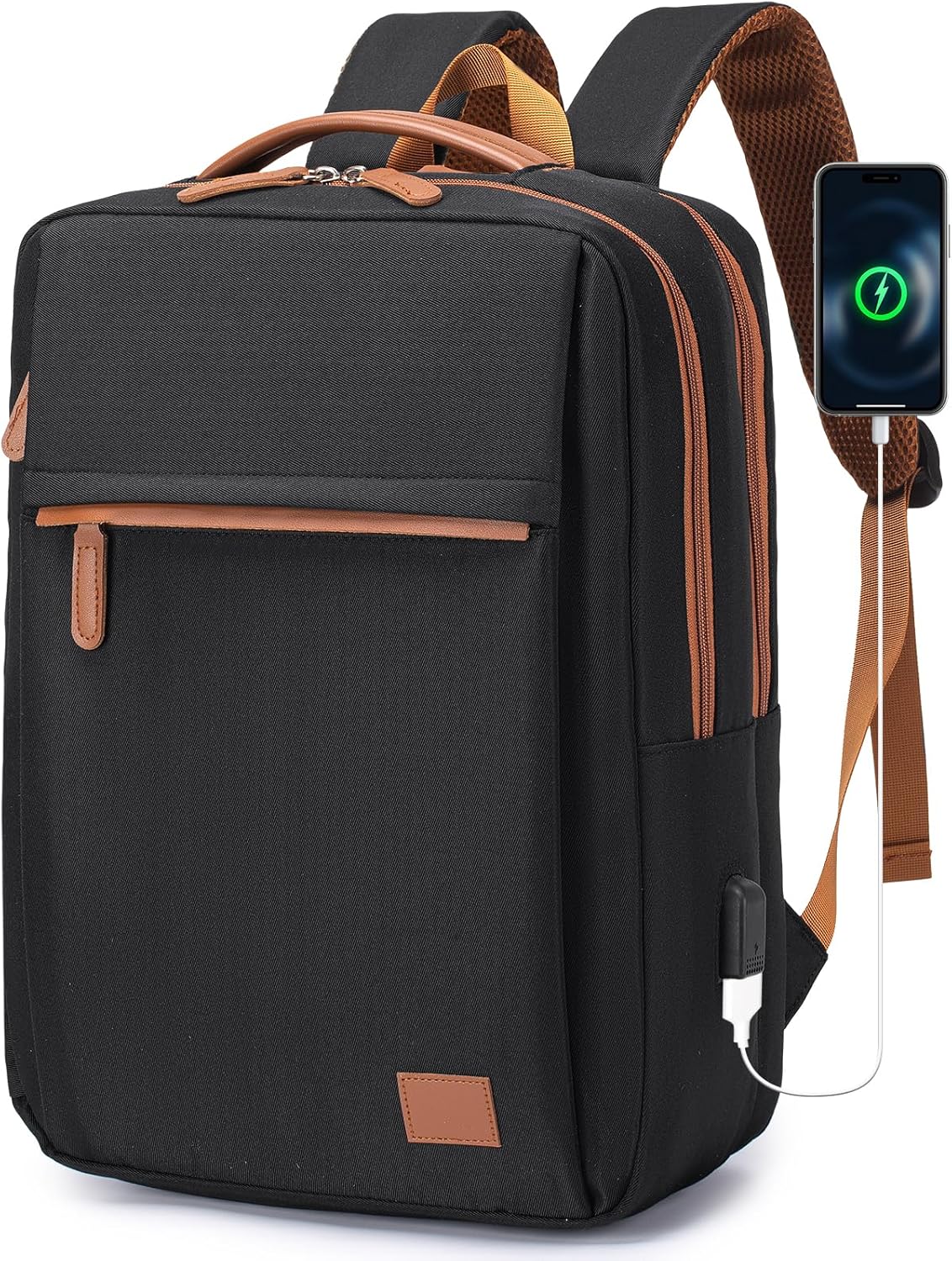 BAGROUPS Air France British Airways 20L Travel Cabin Airplane Backpack 15.6 Inches Hand Luggage Men Women Waterproof with USB Charging Port School Case, Black, Cabin Luggage