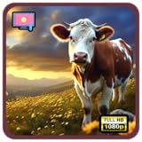 認知症の夕暮れ時の緩和と都会の燃え尽き症候群からの回復、牧草地の牛の風景スクリーンセーバー - 太陽の光が差し込む農場の風景映像 + スリープタイマー、穏やかな牧草地のそよ風の音声付き