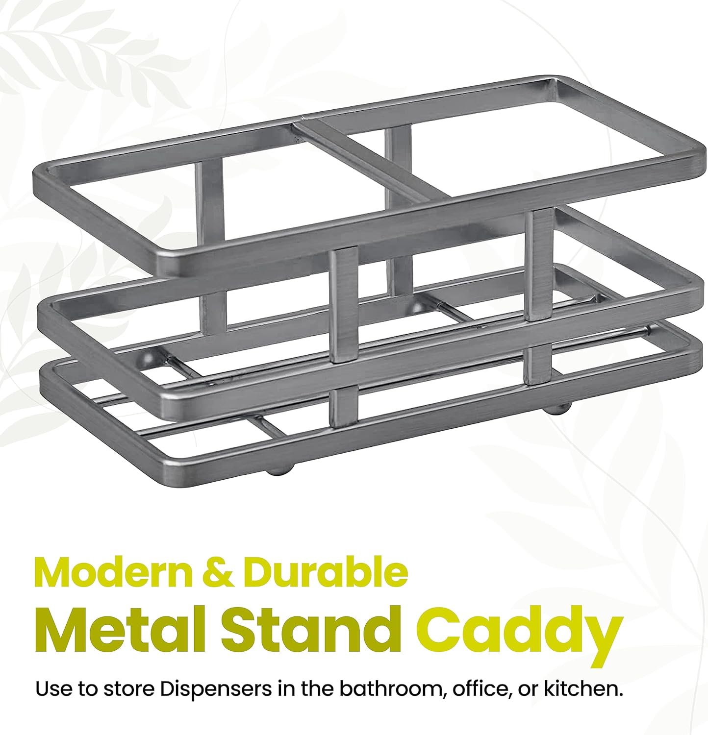 Square Glass Clear Lotion and Soap Pump Dispenser Set with Metal Stand Caddy for Bathroom Bath Kitchen Home Office Travel Hotel Hand Crafted Heavy Weight Chrome