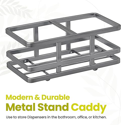 Miniatura 4 de Juego de dispensador cuadrado de loción transparente y bomba de jabón con soporte de metal para baño, baño, cocina, hogar, oficina, viajes, hotel,