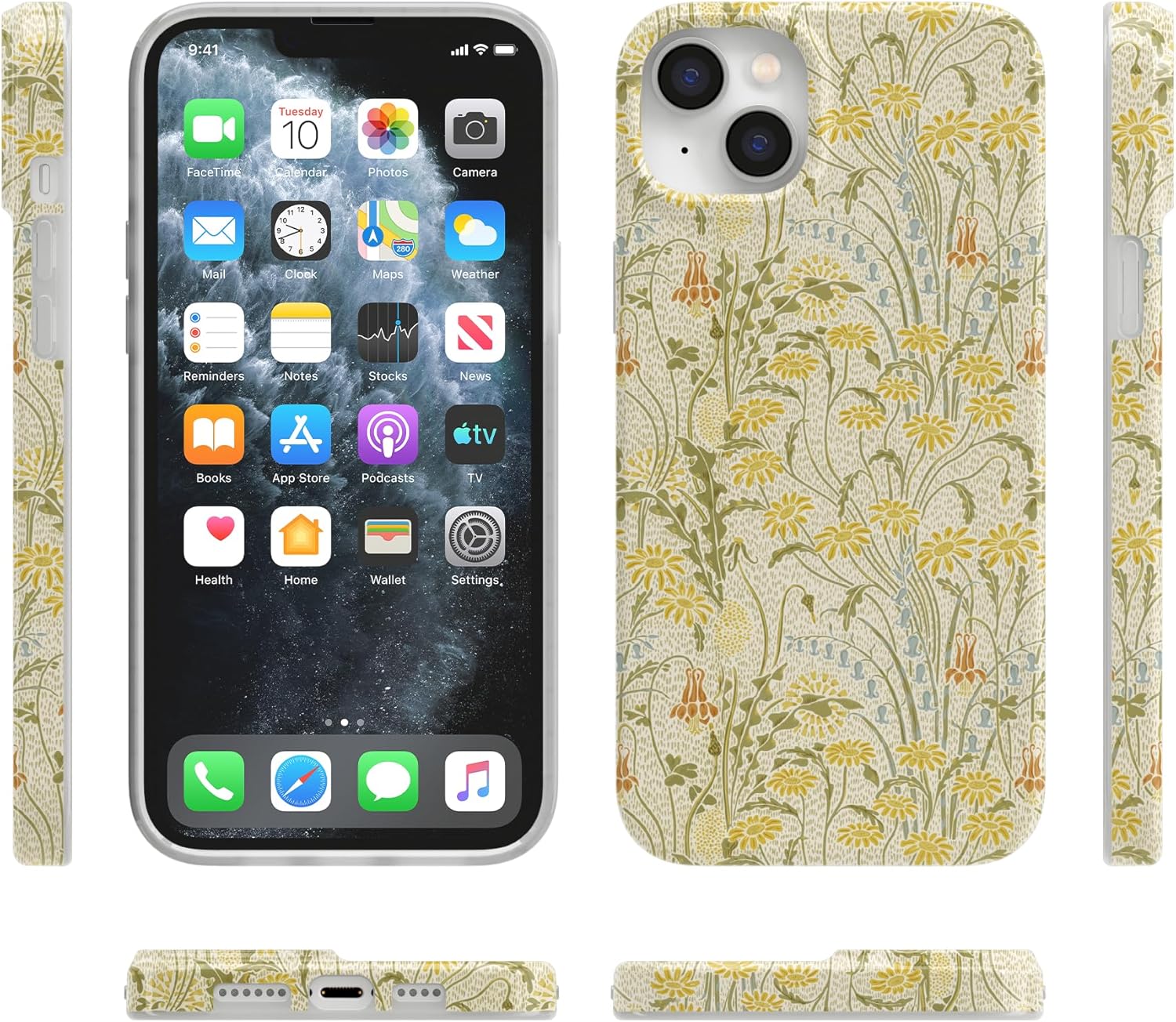 Casely iPhone 14 Plus Case | Boho Blooms | Golden Floral | Compatible with MagSafe | Classic Ultra Slim Design