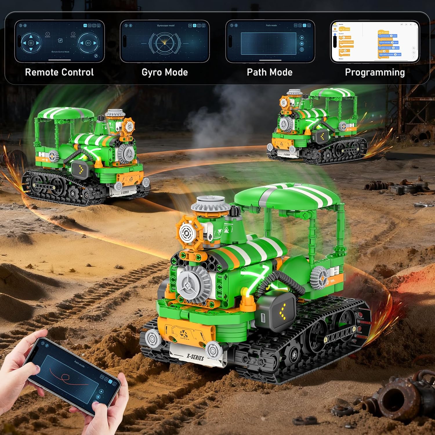 STEM Robot Building Kits for Kids 6-14, 5in1 Remote & APP Controlled STEM Tractor/Frog/Robot Building Toys, 732 Pcs Educational Building Block Sets for Kids, Erector Sets Gifts for Boys Girls - Image 4